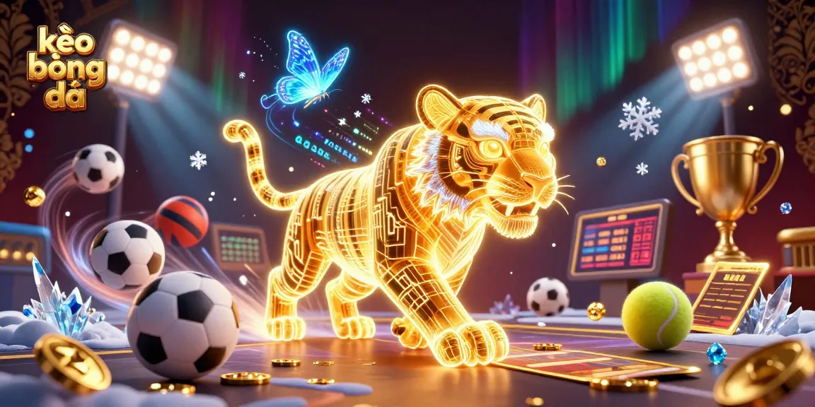 Bet on kèo bóng đá with vibrant 3D sports elements in an energetic digital casino scene