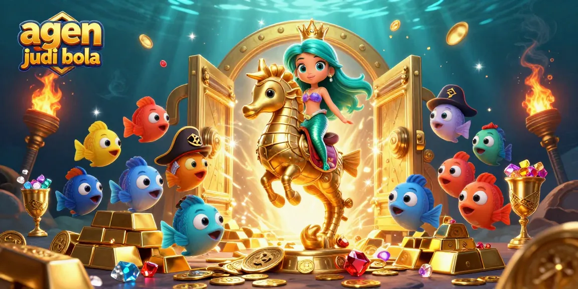 Engage in thrilling betting with agen judi bola, where vibrant mermaid characters navigate a realm of treasure.