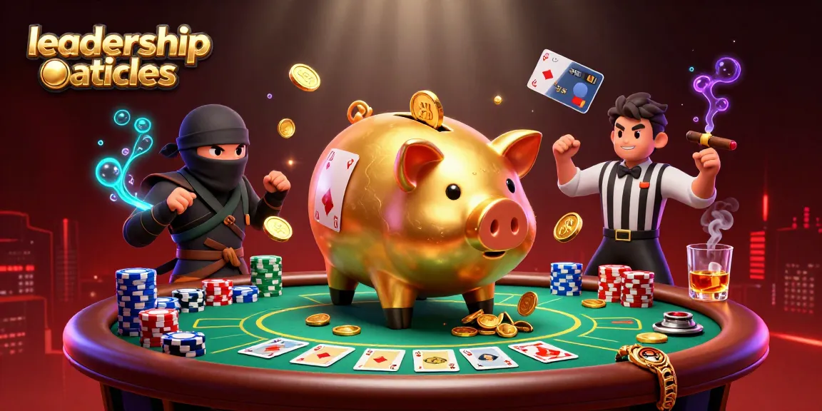 Engage with leadership articles illustrating dynamic gambling strategies in a vibrant casino scene.