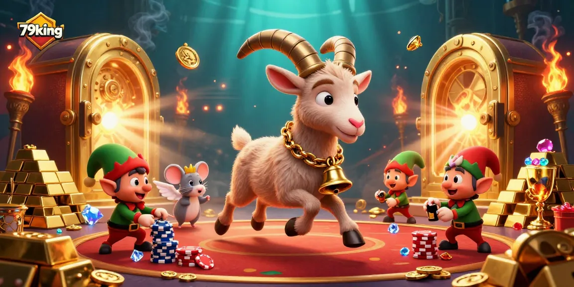 Experience excitement at 79king casino with Krampus running a vibrant gaming scene filled with treasures.
